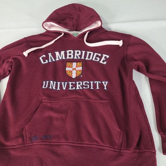 Vintage Cambridge University Official Merchandise Large Maroon Hooded Sweatshirt - Picture 2 of 16